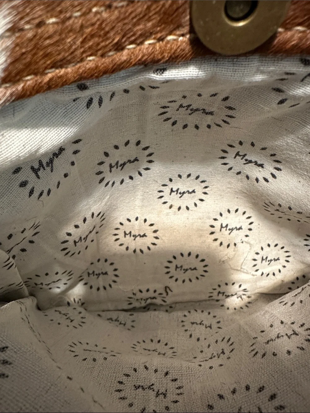 Myra Bag Brown and White Cowhide Crossbody